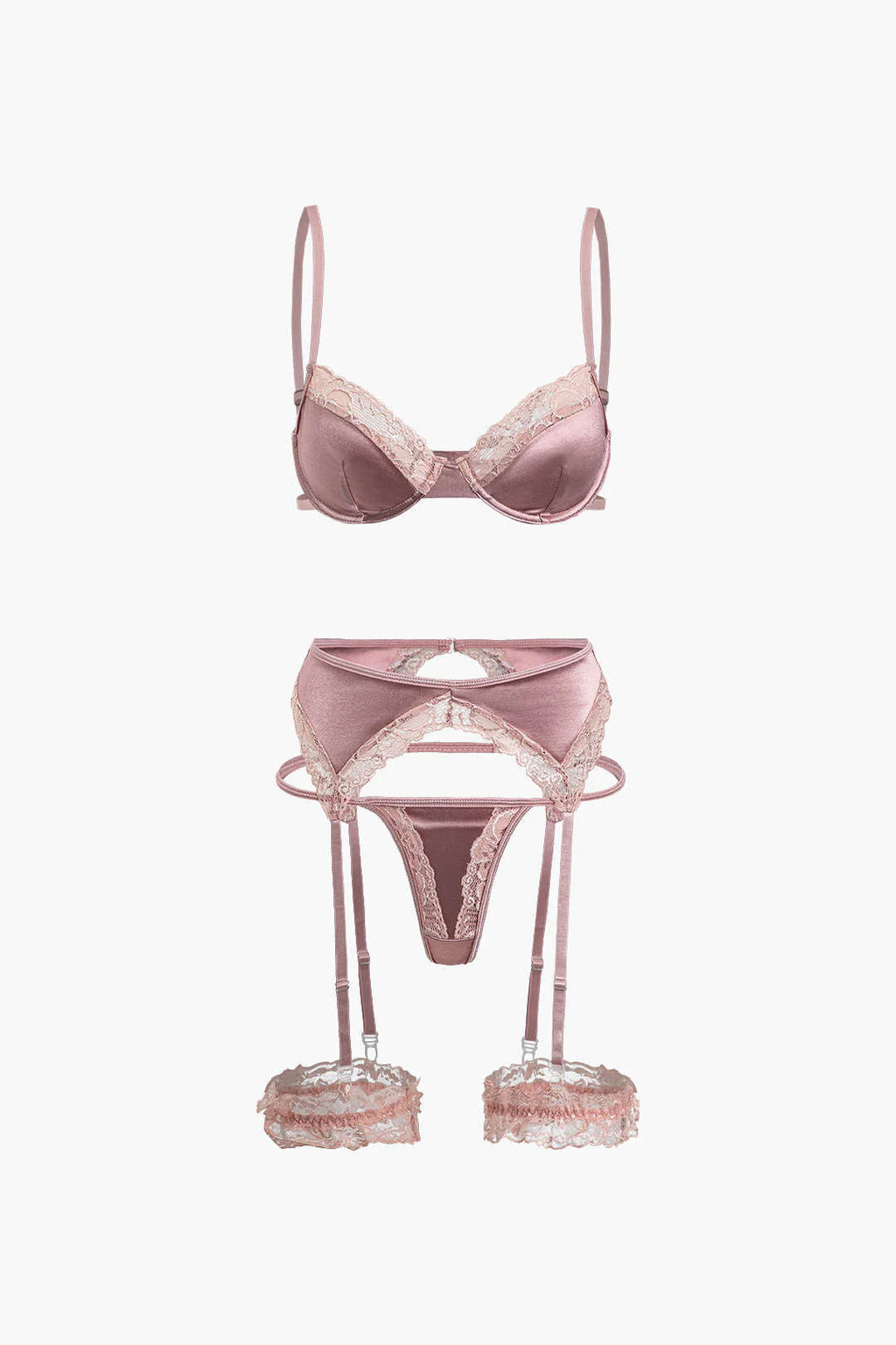 Dantel Saten Pâtçwork Garter Seti