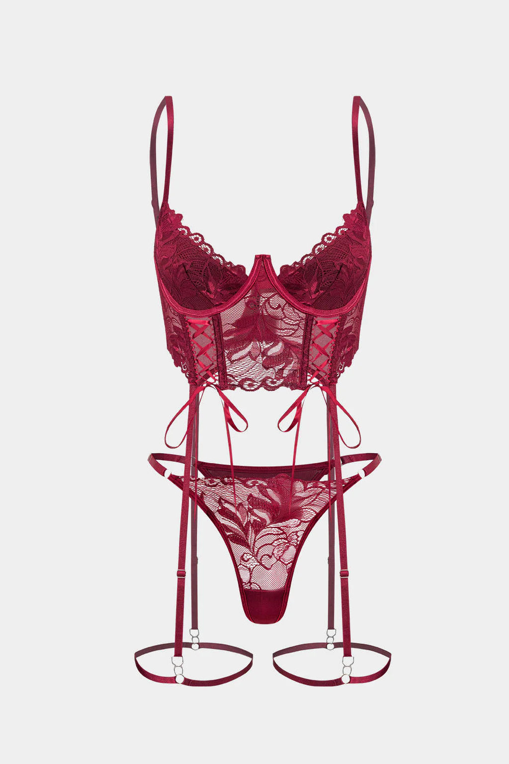 Dantel Çapraz Bağlama Detaylı Garter Set