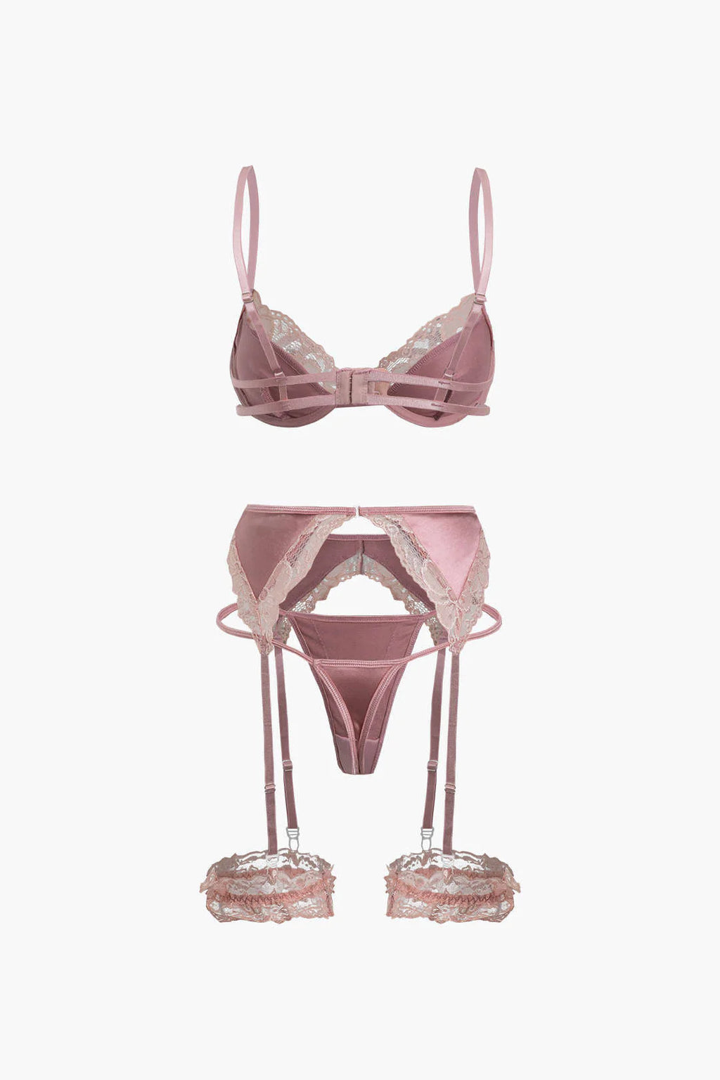 Dantel Saten Pâtçwork Garter Seti