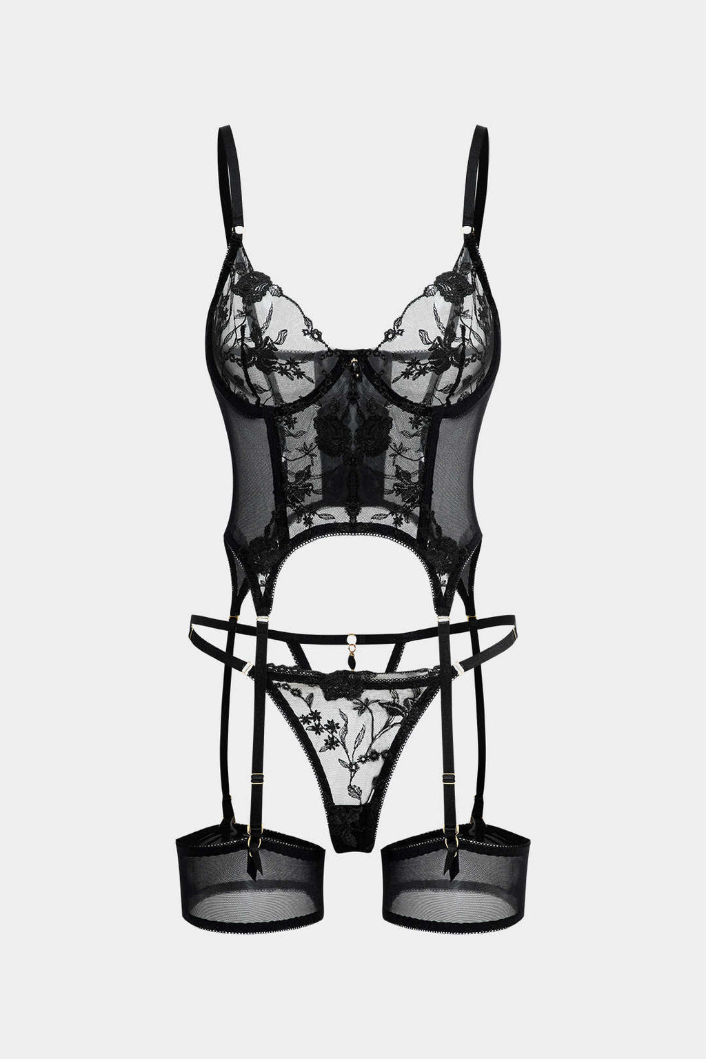 Tül Nakışlı Boncuklu Jartiyer Takımı