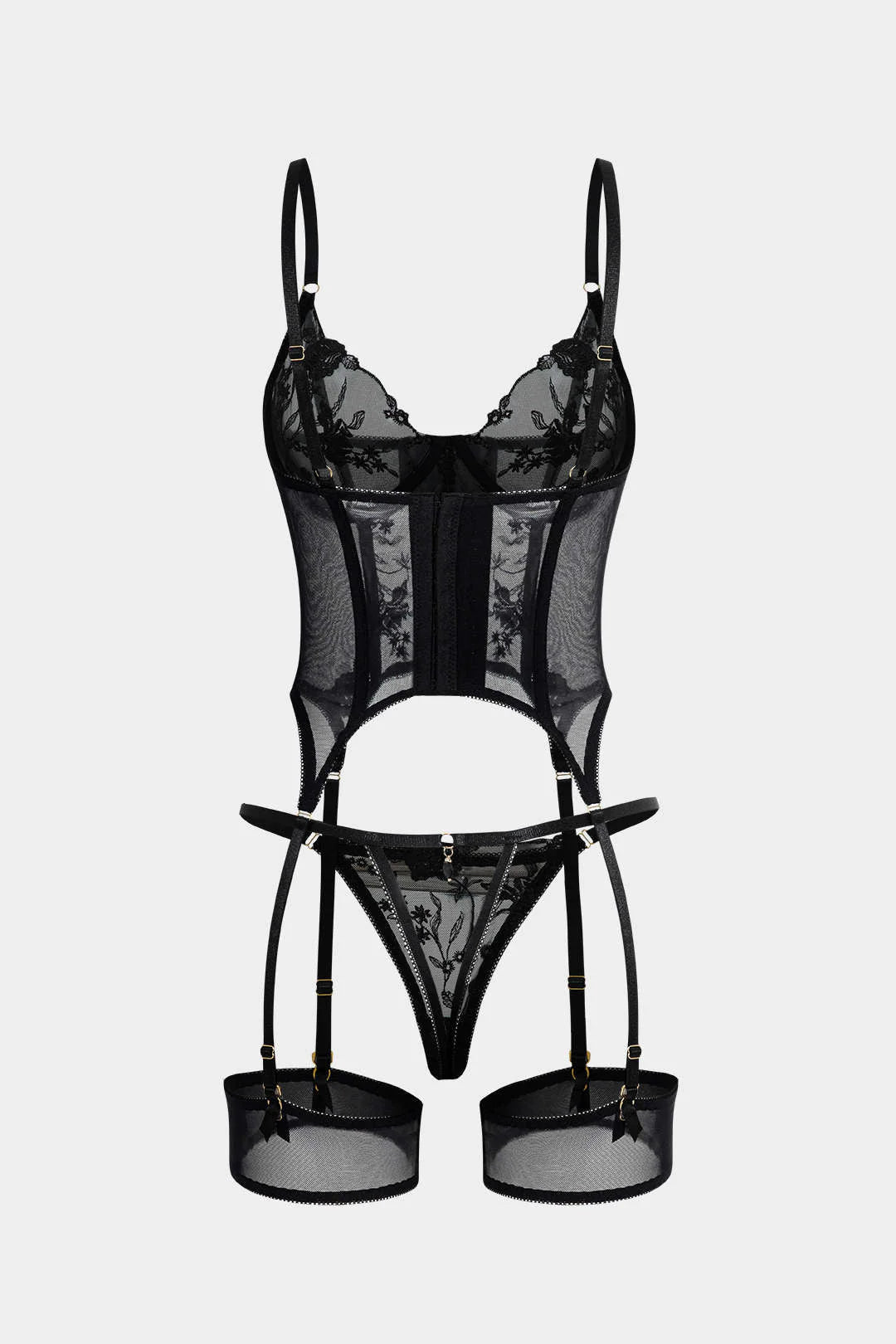 Tül Nakışlı Boncuklu Jartiyer Takımı