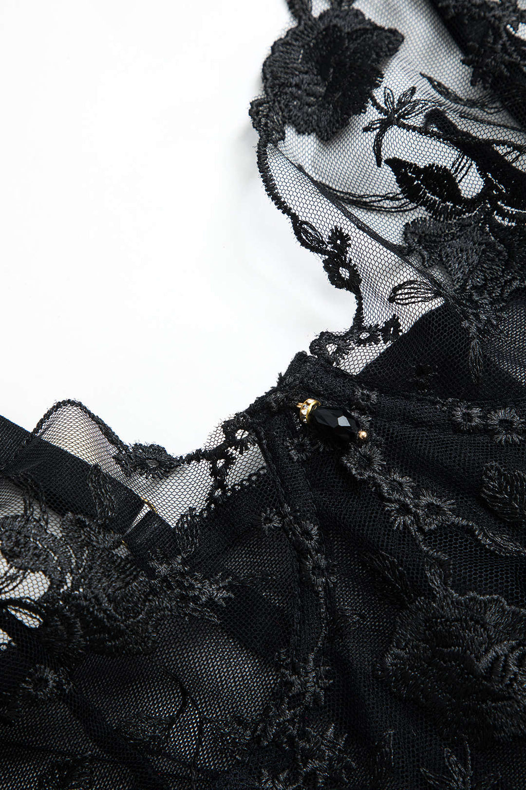 Tül Nakışlı Boncuklu Jartiyer Takımı