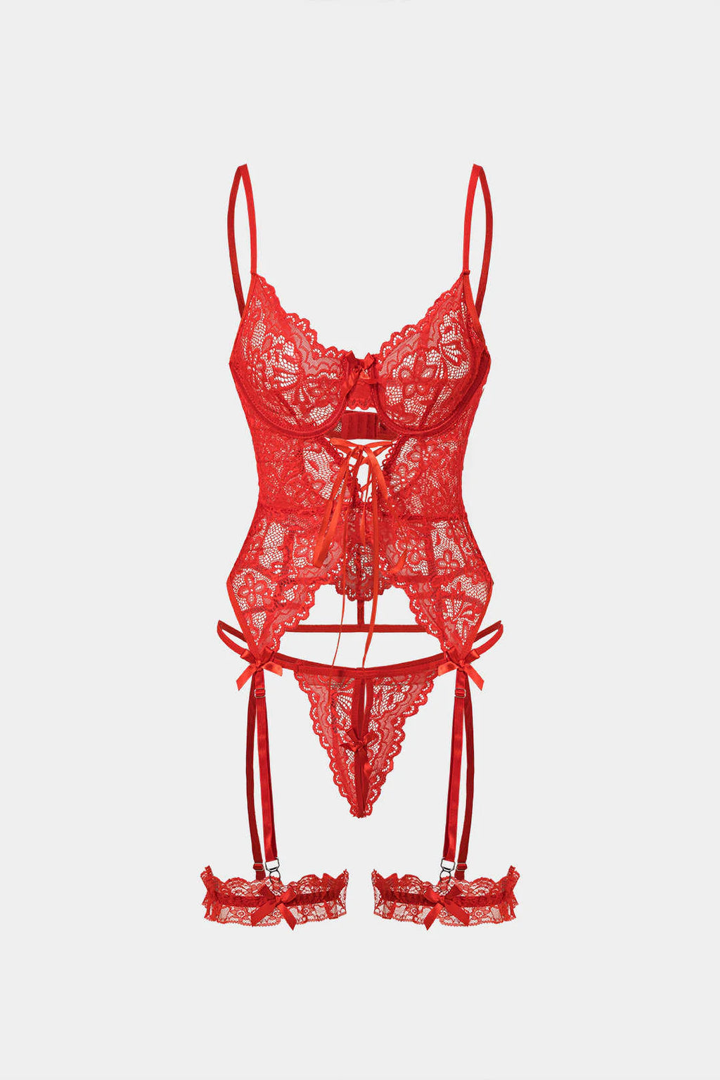 Bağcıklı Sırt Dekolteli İç Giyim Garter Seti