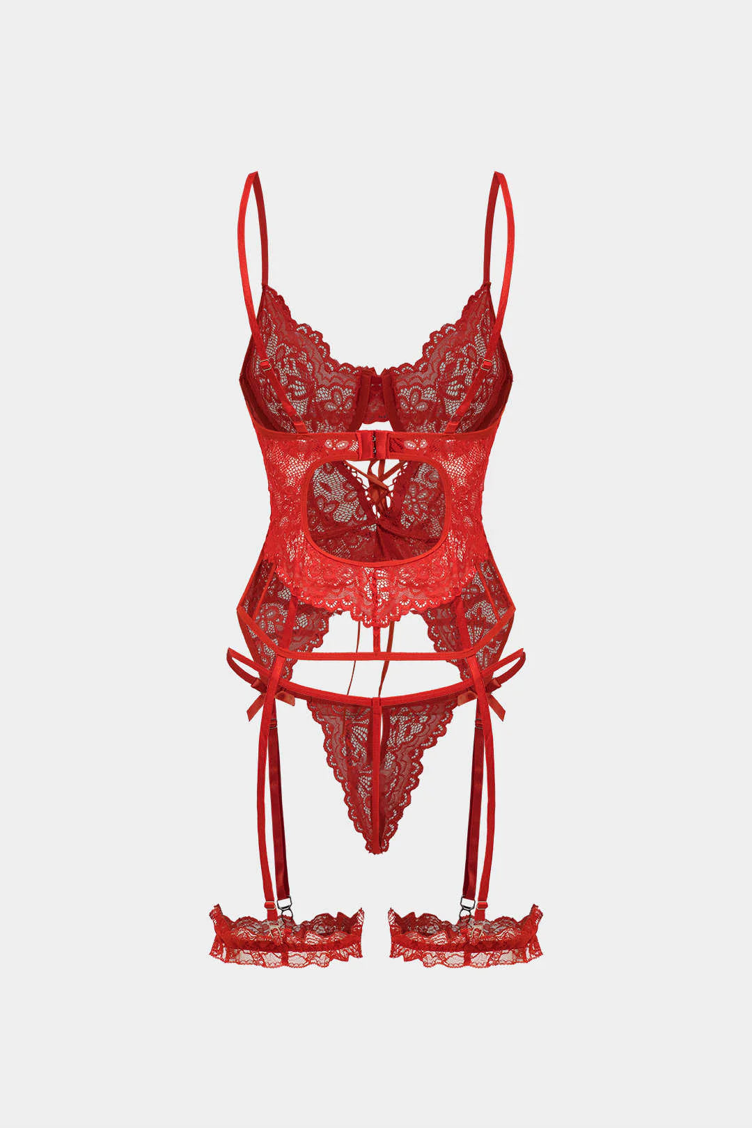 Bağcıklı Sırt Dekolteli İç Giyim Garter Seti